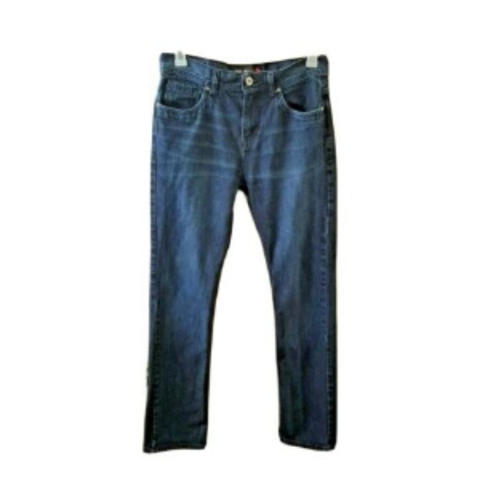 ALAIN MCQUEEN London Jeans Dark Blue Wash High Rise Sz 32 Tapered Leg
